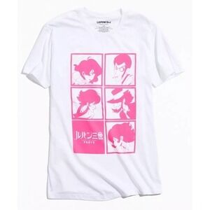 Lupin The 3rd Anime Character Block T Shirt Hit Pink Manga Japanese‎ Otaku Y2K